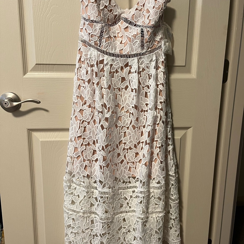 Lulu's White Lace Maxi Dress